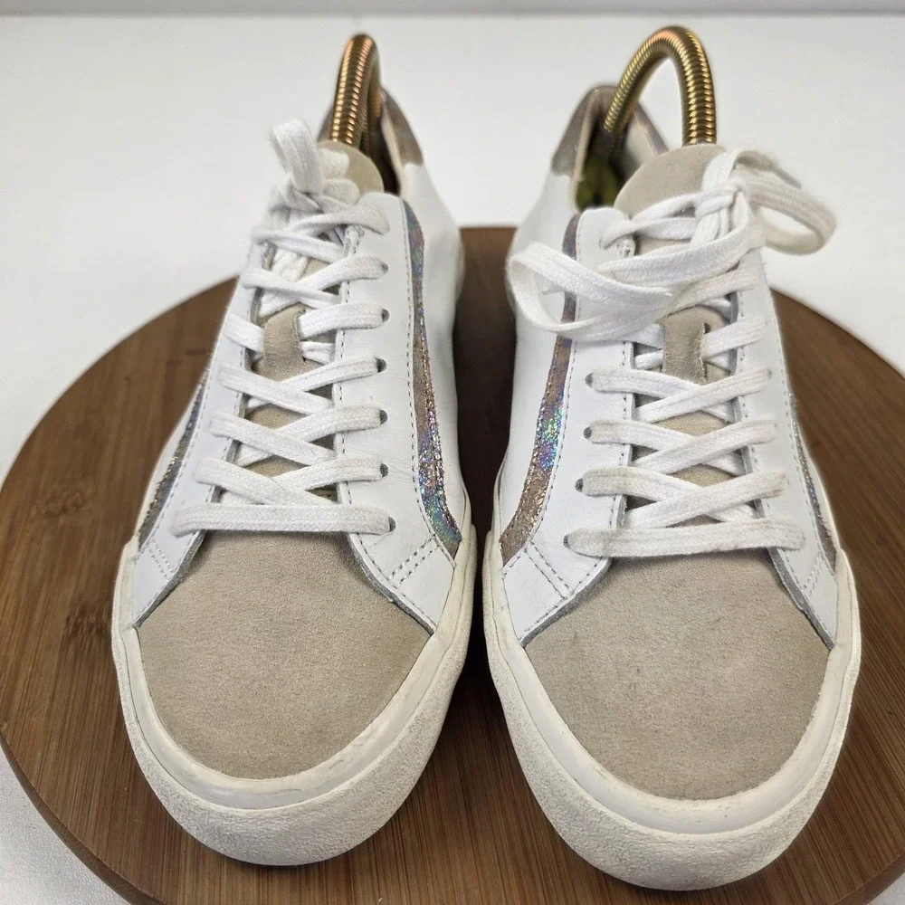 Madewell MWL Shoes Womens Size 9.5 White Leather Glitter Sneakers 2032131